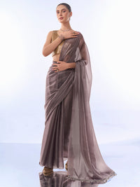 Thumbnail for NOZ2TOZ Women Party Wear Printed Premium Organza Saree with Unstitched Blouse - Metallic Silver
