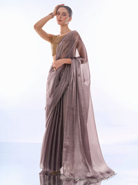 Thumbnail for NOZ2TOZ Women Party Wear Printed Premium Organza Saree with Unstitched Blouse - Metallic Silver