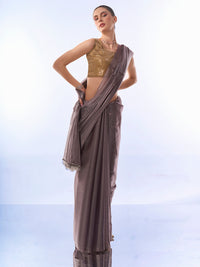 Thumbnail for NOZ2TOZ Women Party Wear Printed Premium Organza Saree with Unstitched Blouse - Metallic Silver