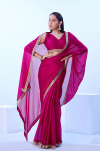 Thumbnail for NOZ2TOZ Women Party Wear Satin Chiffon Saree with Lace Border Work