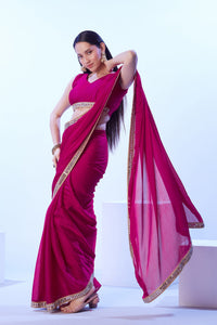 Thumbnail for NOZ2TOZ Women Party Wear Satin Chiffon Saree with Lace Border Work