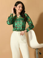 Thumbnail for Myshka Women's Multi Satin Printed Smart Shirt - Distacart