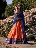 Thumbnail for Evanik Women South-Style Kanchipuram Silk Stitched Lehenga With Unstitched Blouse & Dupatta
