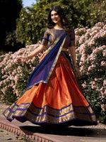 Thumbnail for Evanik Women South-Style Kanchipuram Silk Stitched Lehenga With Unstitched Blouse & Dupatta