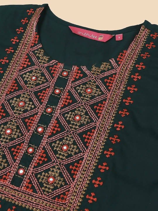 Anubhutee Green & Beige Embroidered Kurta with Palazzos - Distacart