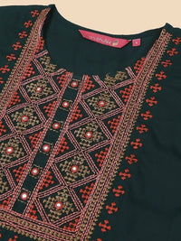 Thumbnail for Anubhutee Green & Beige Embroidered Kurta with Palazzos - Distacart