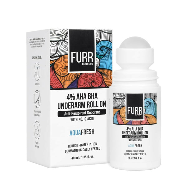 FURR 4% AHA BHA Underarm Roll On with Kojic Acid Helps Reduce Pigmentation, Prevents Body Odour & Brightens Skin - Distacart