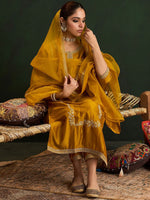 Thumbnail for Indo Era Women Embroidered Regular Sequinned Kurta with Trousers & With Dupatta