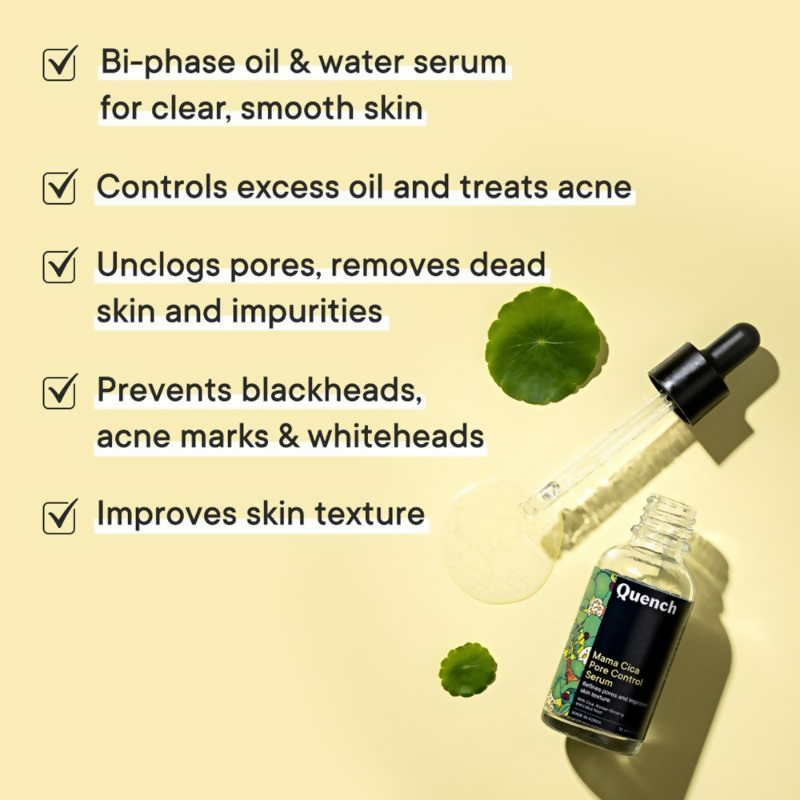 Quench Pore Control Serum with Cica & Korean Ginseng Controls Excess Oil & Acne - Distacart