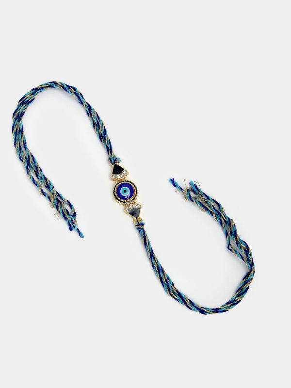 NVR Women & Men Set of 2 Blue Evil Eye Bhaiya Bhabhi Rakhi With Roli Chawal - Distacart