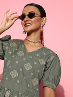 Thumbnail for Yufta Olive Green Maxi Dress - Distacart