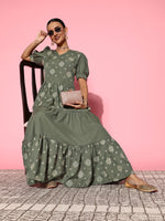 Thumbnail for Yufta Olive Green Maxi Dress - Distacart