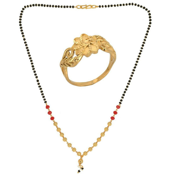 AanyaCentric Gold-plated Mangalsutra & Ring Set - Distacart