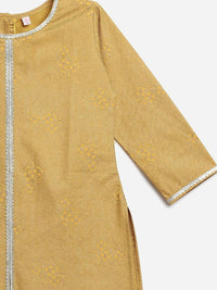 Thumbnail for Ahalyaa Mustard Crepe Straight Kids Kurta Palazzo Set For Girls - Distacart