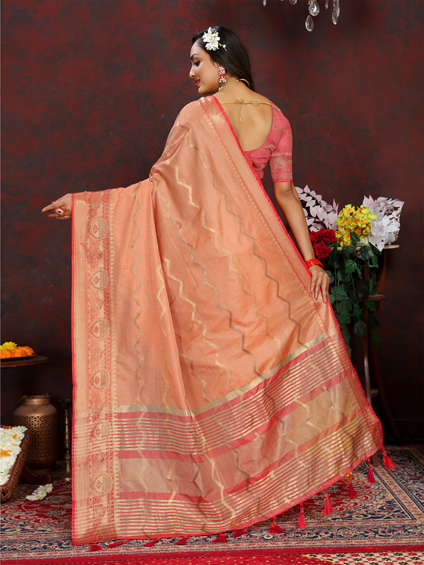 Lorenvalley Fashion Orange Soft Katan Silk Woven Design Zari Weaving Pallu Saree - Distacart
