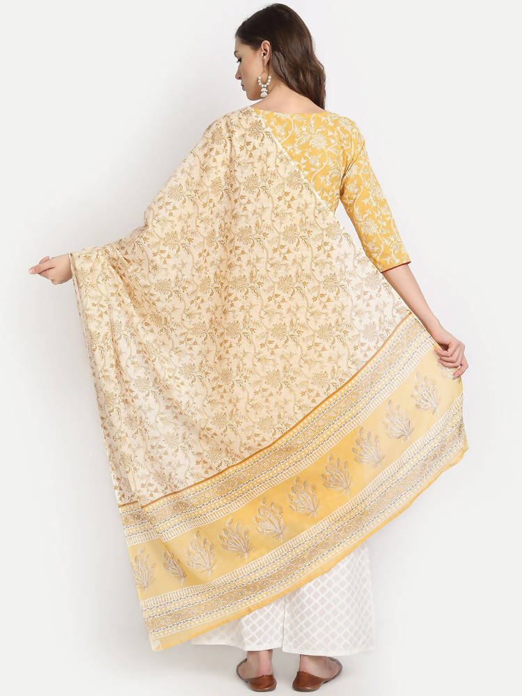 Anubhutee Yellow Ethnic Motifs Printed Panelled Pure Cotton Kurta with Salwar & With Dupatta - Distacart