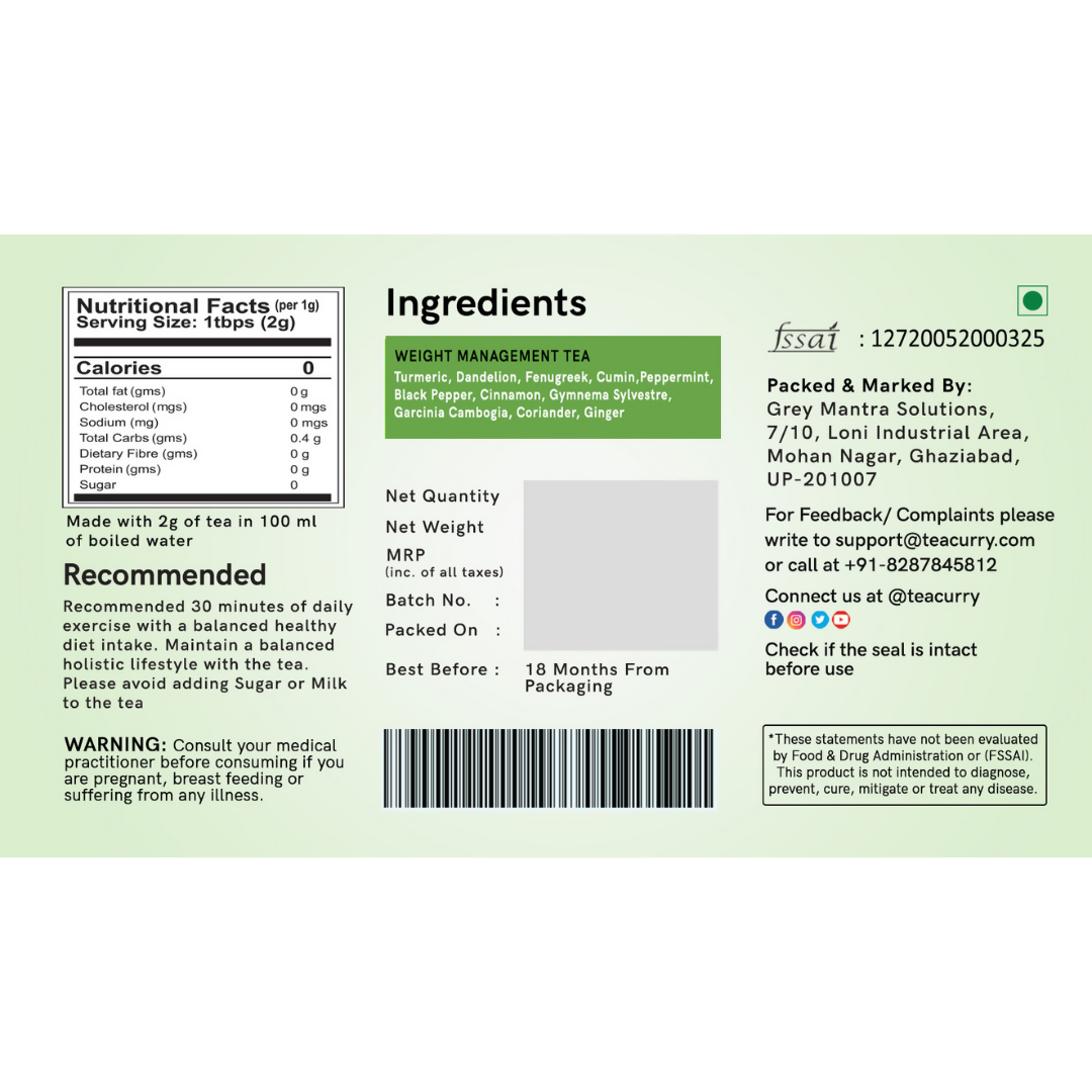 Teacurry Weight Management Tea - Distacart