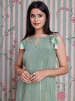 Thumbnail for Ode by House of Pataudi Striped Straight Kurta with Palazzos - Distacart
