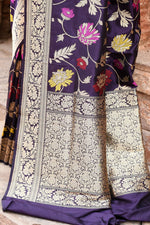 Thumbnail for Joban Fashion Plum Purple Pure Katan Pure Handloom Banarasi Silk Saree