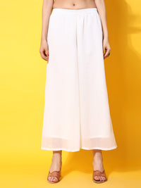 Thumbnail for Women Off-White georgette Aari work A-Line Kurta with Sharara - Rasiya