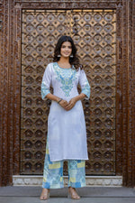 Thumbnail for Juniper Blue Ethnic Printed Kurta Set with Dupatta