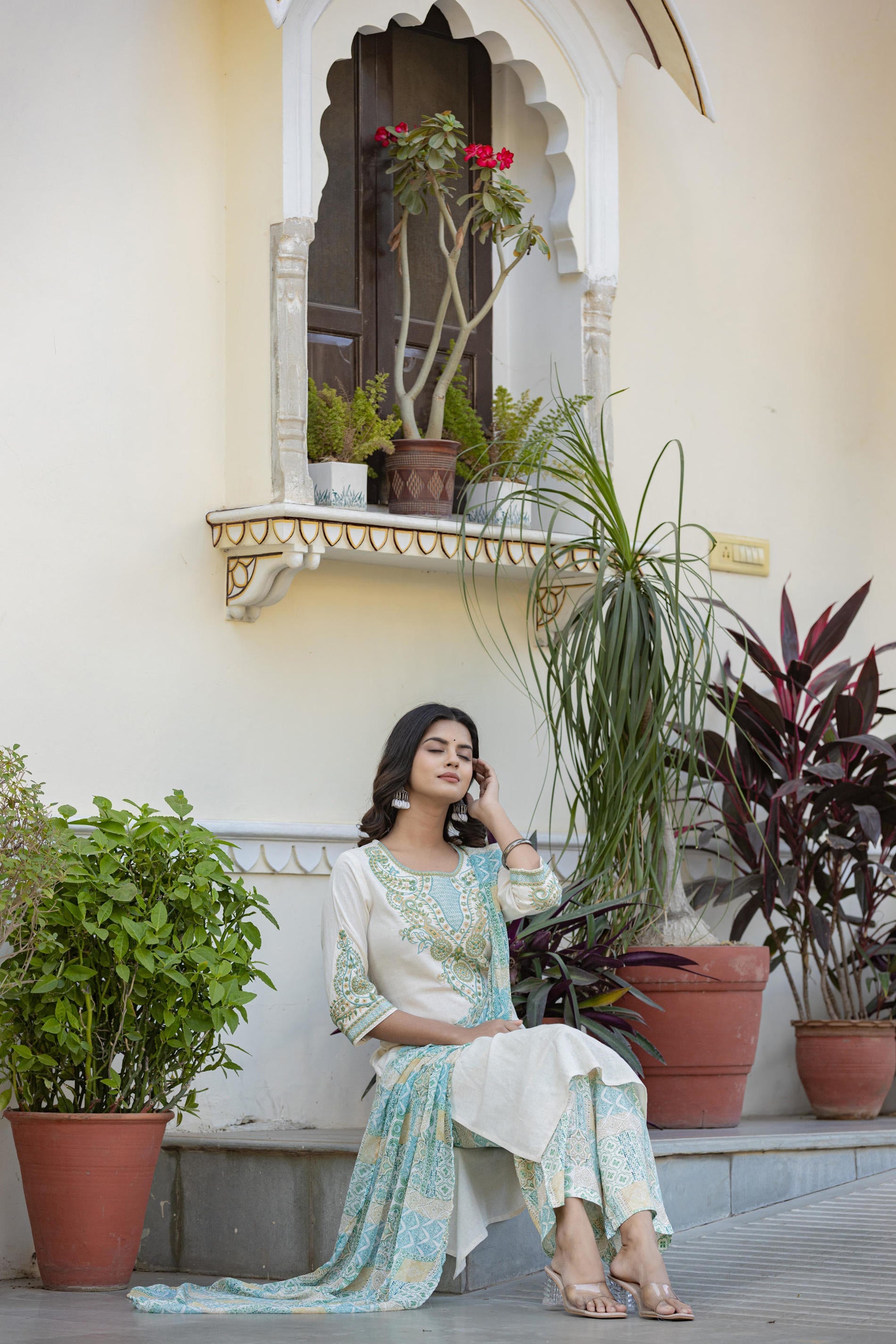 Juniper Multi Color Ethnic Printed Kurta Set with Dupatta