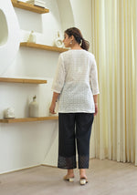 Thumbnail for Juniper White Solid Cotton Tunic With Buttons & Lace - Distacart