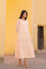 Thumbnail for Juniper Peach Tiered Ethnic Maxi Dress with Lace Inserts