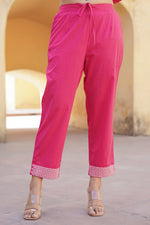 Thumbnail for Juniper Fuchsia Ethnic Motif Printed Cotton Kurta Pant And Dupatta Set With Mirror & Thread Work - Distacart