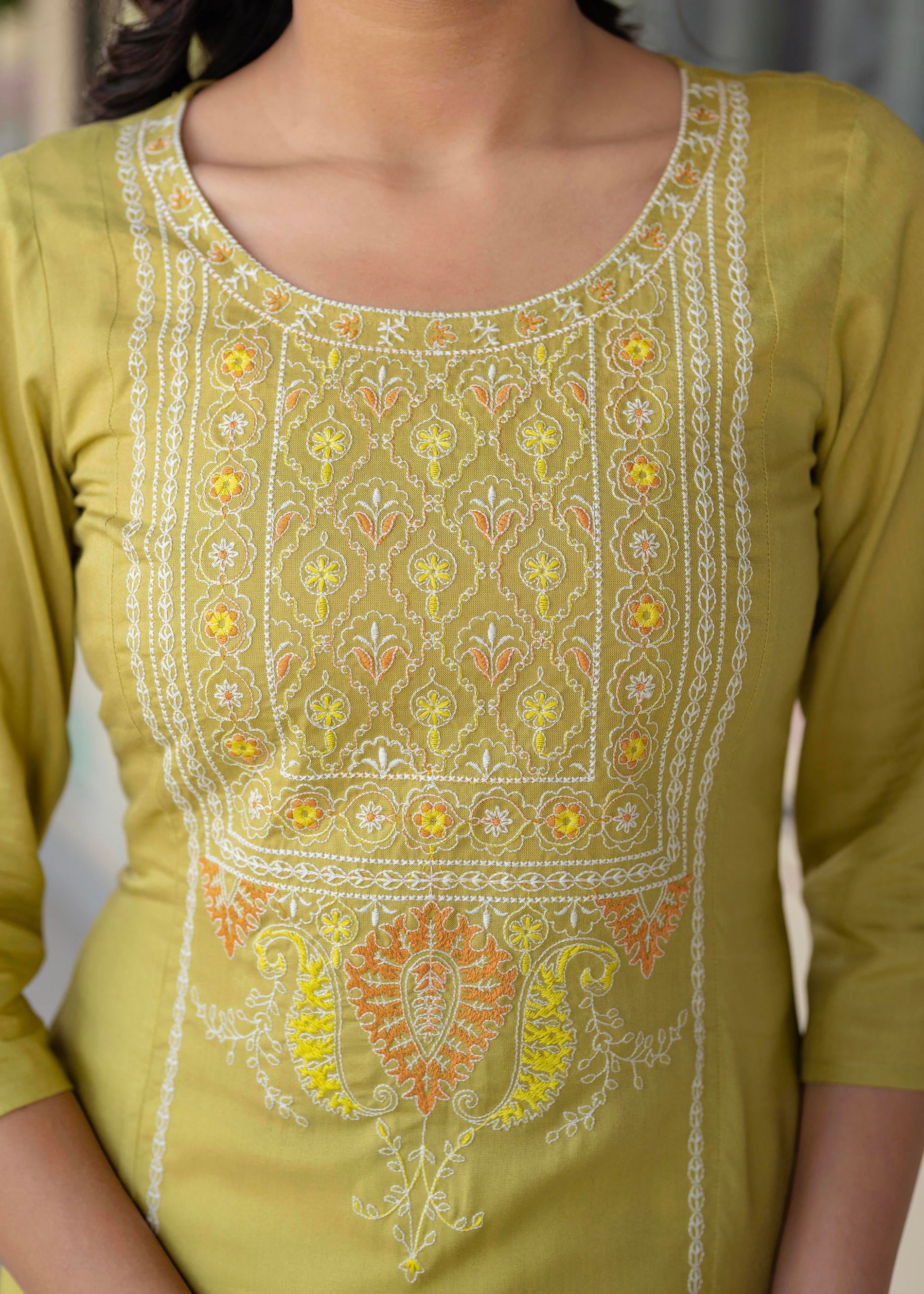 Juniper Lime Viscose Geometric Printed Kurta