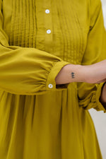 Thumbnail for Juniper Lime Solid Viscose Tunic With Buttons & Lace - Distacart