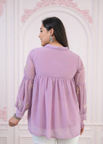 Thumbnail for Juniper Lavender Embroidered Cotton Kurta with Pant