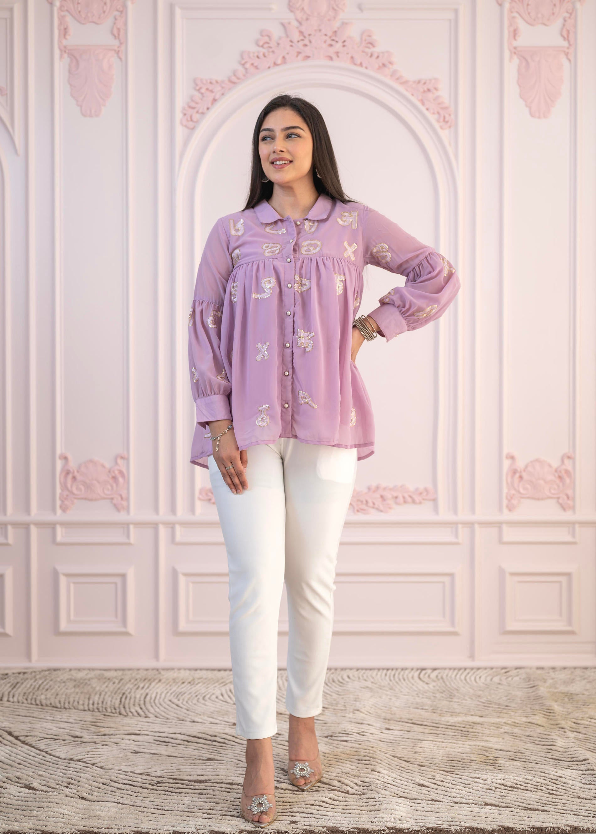 Juniper Lavender Embroidered Cotton Kurta with Pant