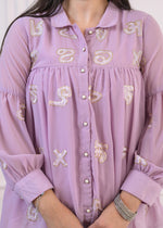 Thumbnail for Juniper Lavender Embroidered Cotton Kurta with Pant