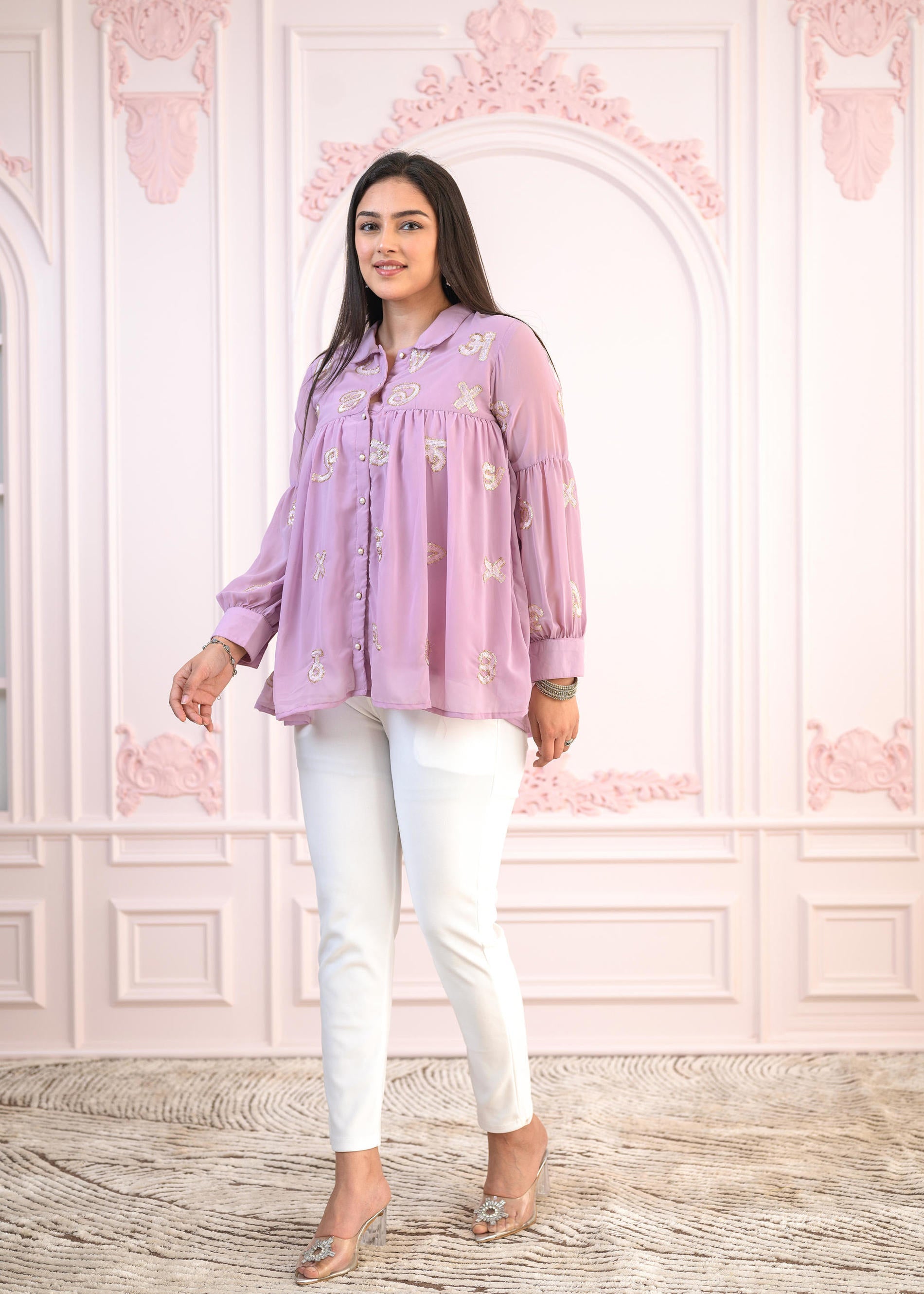 Juniper Lavender Embroidered Cotton Kurta with Pant