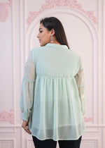Thumbnail for Juniper Mint Embroidered Cotton Kurta with Pant