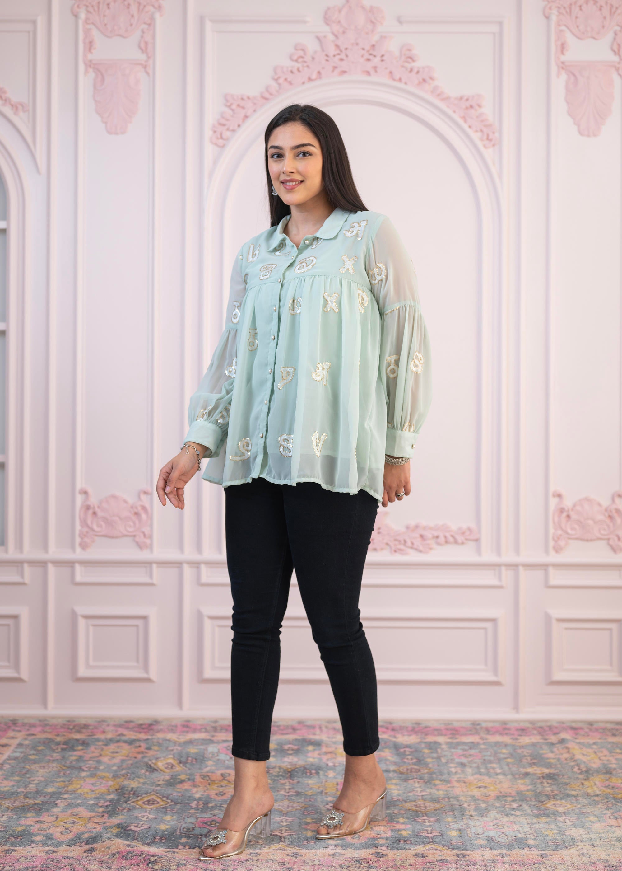 Juniper Mint Embroidered Cotton Kurta with Pant