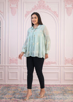 Thumbnail for Juniper Mint Embroidered Cotton Kurta with Pant