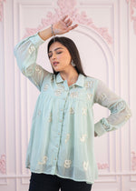 Thumbnail for Juniper Mint Embroidered Cotton Kurta with Pant