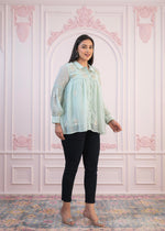 Thumbnail for Juniper Mint Embroidered Cotton Kurta with Pant