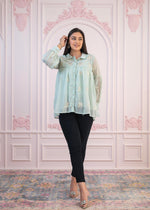 Thumbnail for Juniper Mint Embroidered Cotton Kurta with Pant
