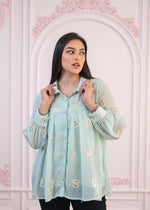 Thumbnail for Juniper Mint Embroidered Cotton Kurta with Pant
