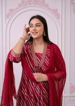 Thumbnail for Juniper Maroon Angrakha-Style Kurta Set with Gota Work and Dupatta