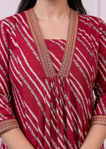 Thumbnail for Juniper Maroon Angrakha-Style Kurta Set with Gota Work and Dupatta