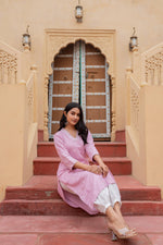 Thumbnail for Juniper Pink Embroidered Viscose Kurta with Printed Cotton Pant - Distacart