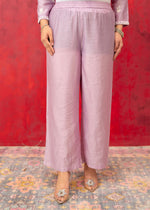 Thumbnail for Juniper Lavender Embroidered Floral Chanderi Kurta with Palazzo & Dupatta - Distacart