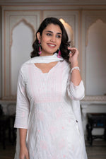 Thumbnail for Juniper Off-White Chanderi Kurta with Bead Work & Thread Detailing - Distacart