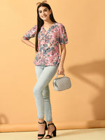 Thumbnail for Myshka Women's Pink Printed Party Top - Distacart