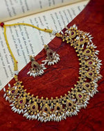 Thumbnail for Jewel City Handcrafted Antique Gold-Plated Kundan Choker Necklace Set with Pearls | Traditional Indian Ethnic Bridal Jewelry Set