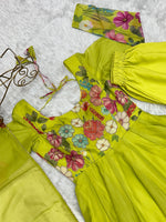 Thumbnail for Evanik Parrot Soft Organza Silk With Floral Print Fully Flared Anarkali Pant With Dupatta Set